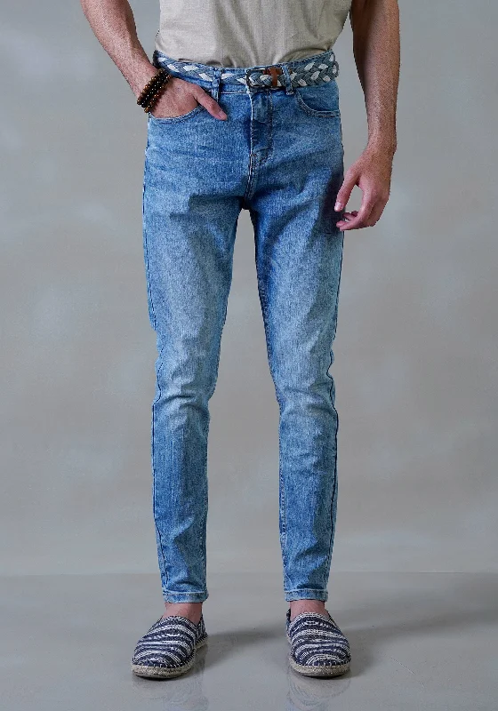 Shop men’s  clothing for all seasons – Save big today!  Men Sky Blue Denim