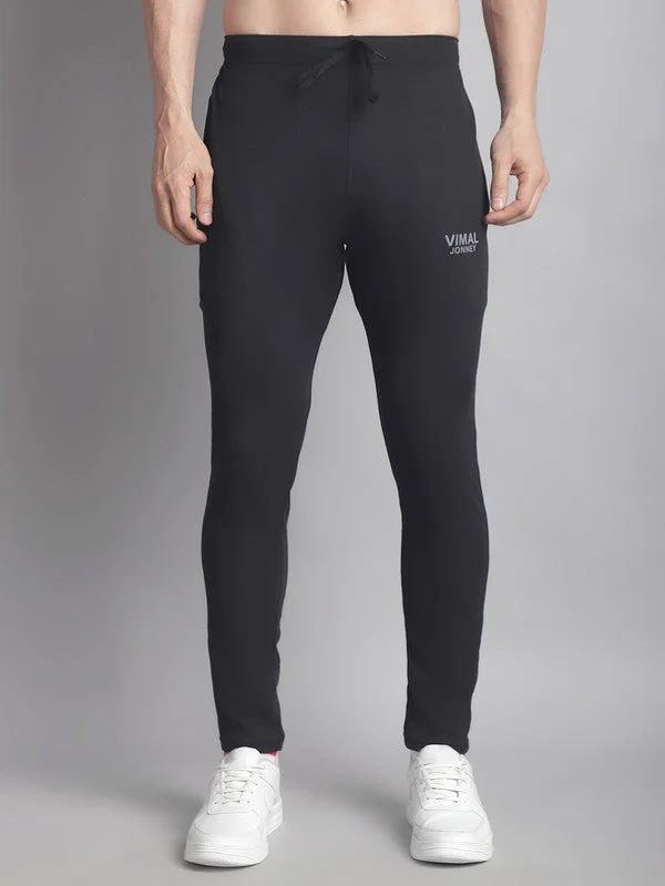 Shop the best clothing brands at amazing prices –   Vimal Jonney Solid Black Regular Fit Polyster Lycra Trackpant For Men