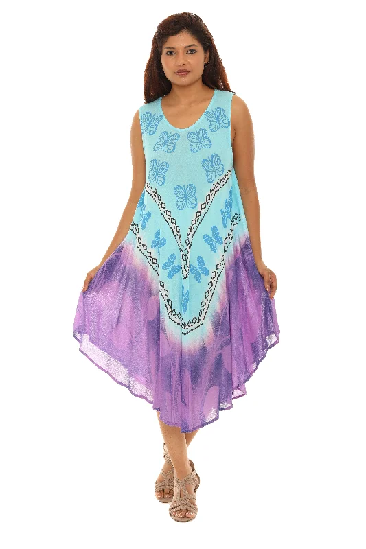 Butterflies With Two Tone Midi Rayon Sundress