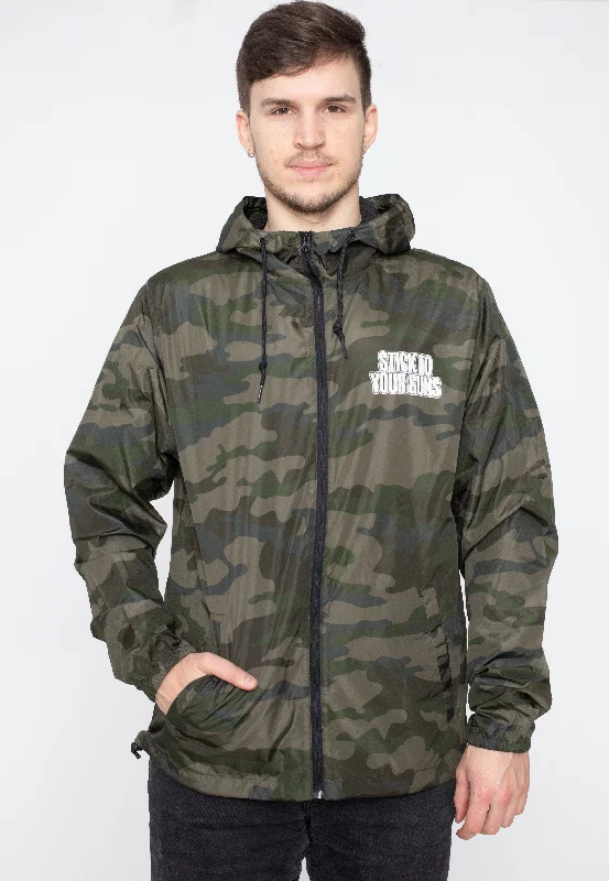 Shop affordable clothing for men – Up to 60% off! Stick To Your Guns - More Of Us Logo Camo - Windbreaker Shop affordable clothing for men – Up to 60% off! Stick To Your Guns - More Of Us Logo Camo - Windbreaker