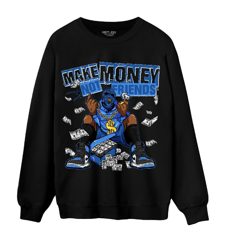 Don’t wait – shop the biggest sale of the season on men’s clothing!  NastyJamz University Blue Toe 1s Sweatshirt Match Make Money Not Friends