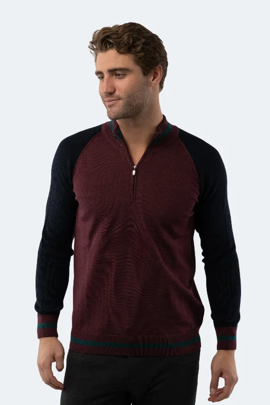 Shop the best clothing brands at amazing prices –   Melange Burgundy Quarter Zip