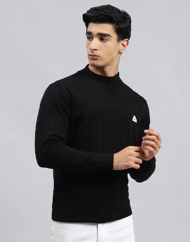Shop trendy clothing for every season – Special promotion today.  Men Black Solid Turtle Neck Full Sleeve Pullover