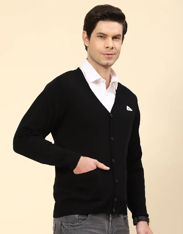 New season, new deals – shop men's clothing now! Men Black Solid V Neck Full Sleeve Cardigan New season, new deals – shop men's clothing now! Men Black Solid V Neck Full Sleeve Cardigan