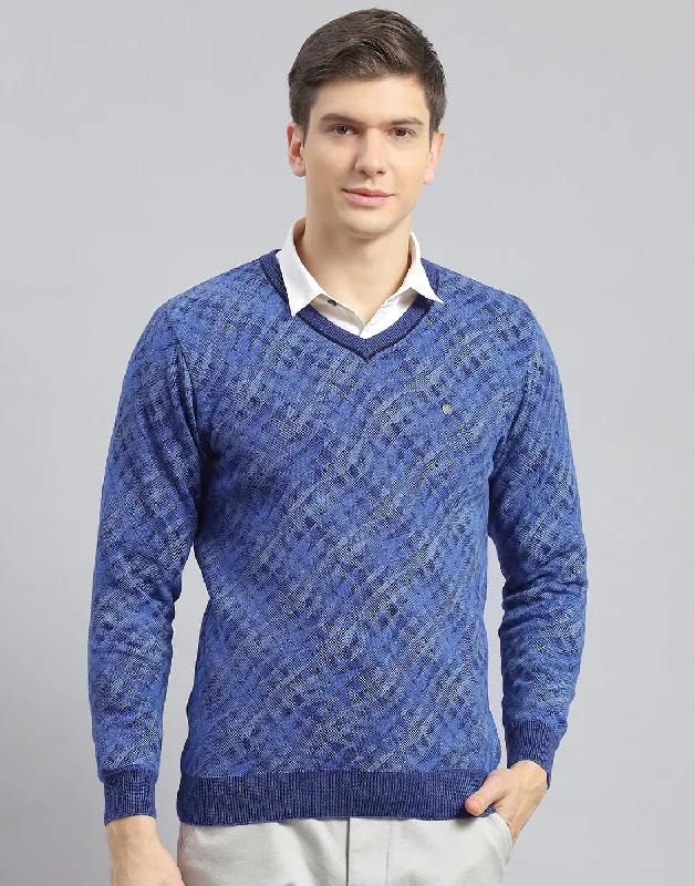 Exclusive discounts on men's fashion – shop today! Men Blue Self Design V Neck Full Sleeve Pullover Exclusive discounts on men's fashion – shop today! Men Blue Self Design V Neck Full Sleeve Pullover