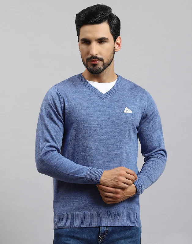 Shop clothing essentials at a fraction of the price – Men Blue Solid V Neck Full Sleeve Pullover Shop clothing essentials at a fraction of the price – Men Blue Solid V Neck Full Sleeve Pullover