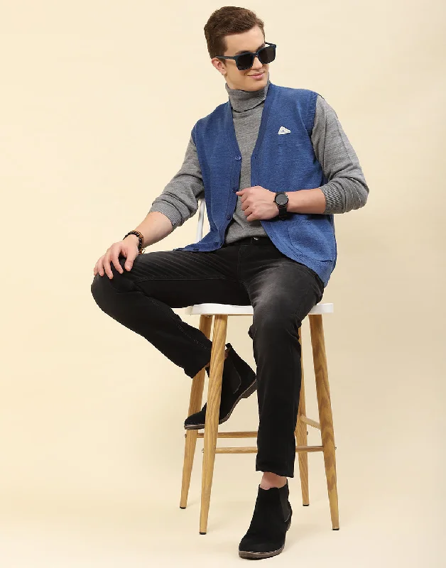 Best deals fashion – Don’t miss the latest clothing discounts. Men Blue Solid V Neck Sleeveless Cardigan Best deals fashion – Don’t miss the latest clothing discounts. Men Blue Solid V Neck Sleeveless Cardigan