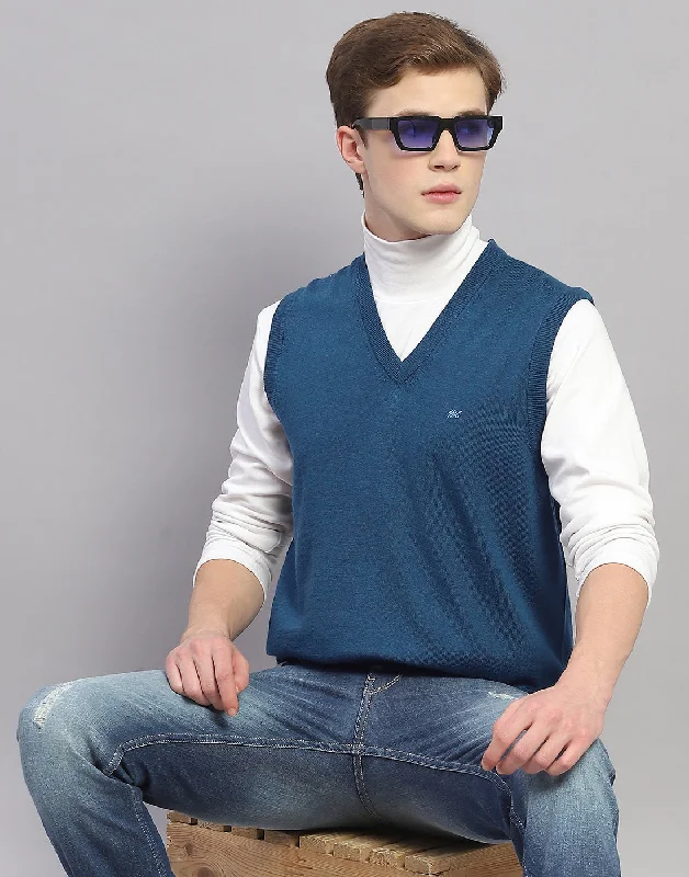 Clearance sale – shop men's clothing at discounted prices! Men Blue Solid V Neck Sleeveless Sweater Clearance sale – shop men's clothing at discounted prices! Men Blue Solid V Neck Sleeveless Sweater
