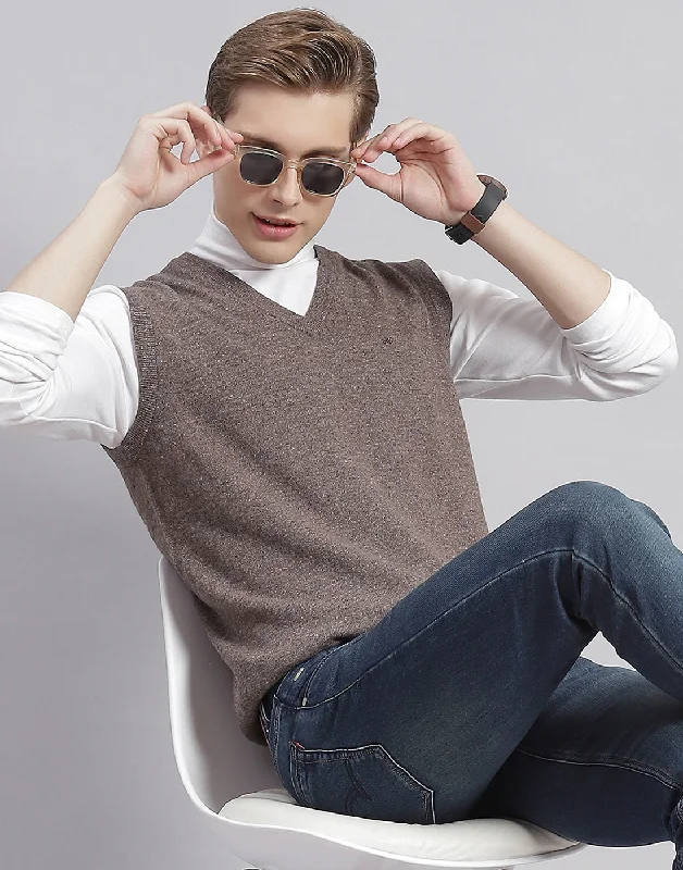 – Shop now and save big.  Men Brown Solid V Neck Sleeveless Sweater