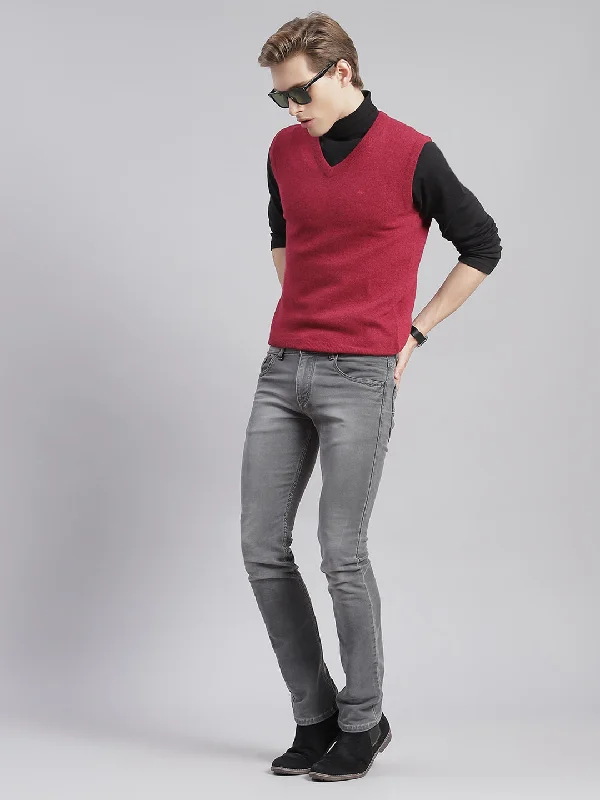 Limited-time sale: Save on all your favorite clothing items. Men Maroon Solid V Neck Sleeveless Sweaters/Pullovers Limited-time sale: Save on all your favorite clothing items. Men Maroon Solid V Neck Sleeveless Sweaters/Pullovers