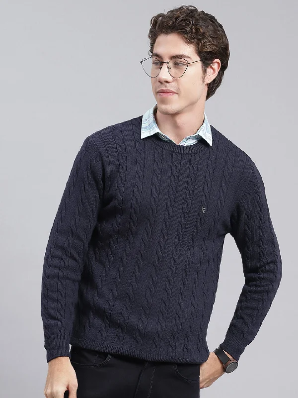 Save up to 60% on new arrivals in clothing – Shop now! Men Navy Blue Self Design Wool blend Pullover Save up to 60% on new arrivals in clothing – Shop now! Men Navy Blue Self Design Wool blend Pullover