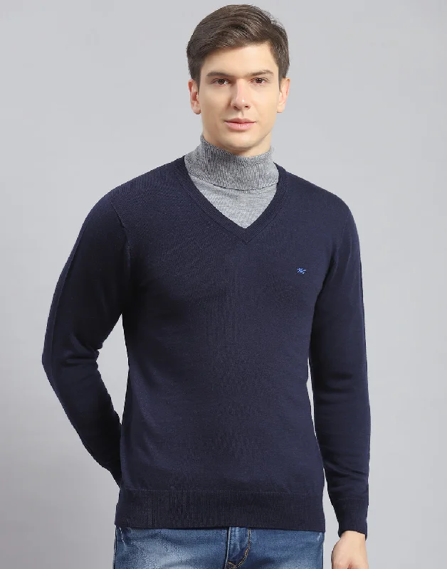 Shop affordable clothing for all occasions – Men Navy Blue Solid V Neck Full Sleeve Pullover Shop affordable clothing for all occasions – Men Navy Blue Solid V Neck Full Sleeve Pullover