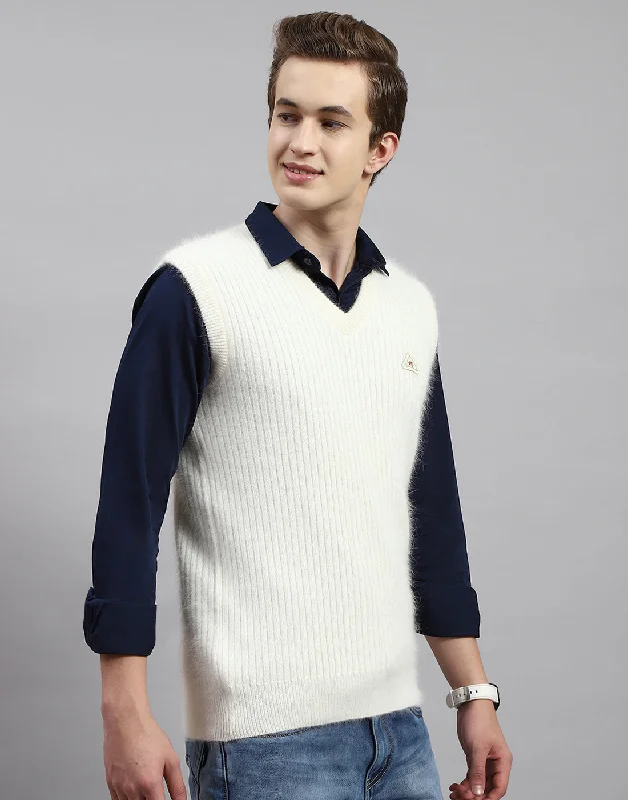 Shop smart, save big – men’s clothing sale on now! Men Off White Solid V Neck Sleeveless Sweater Shop smart, save big – men’s clothing sale on now! Men Off White Solid V Neck Sleeveless Sweater