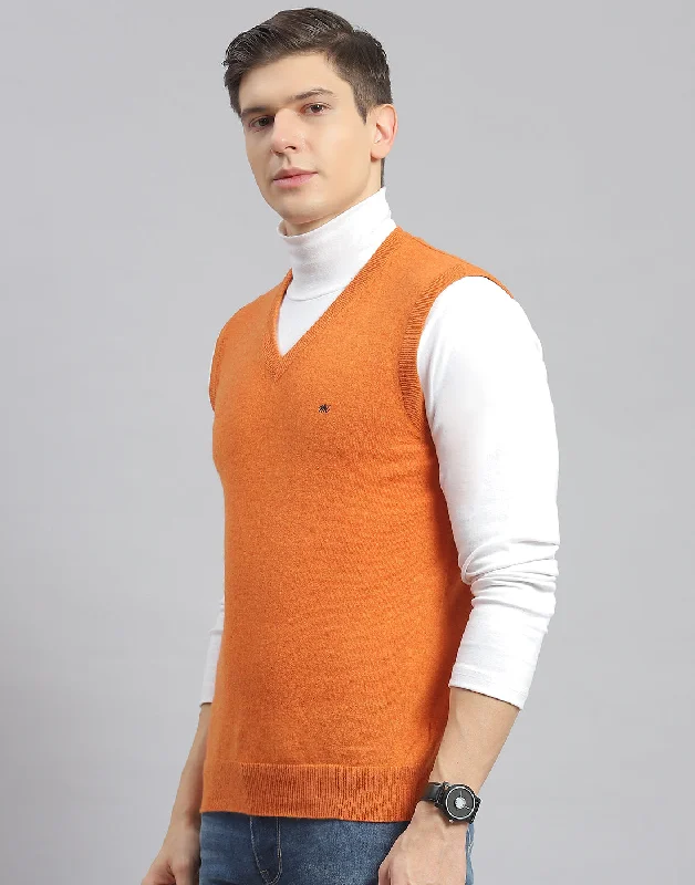 Shop fashion favorites at discounted prices – Limited time offer. Men Orange Solid V Neck Sleeveless Sweater Shop fashion favorites at discounted prices – Limited time offer. Men Orange Solid V Neck Sleeveless Sweater