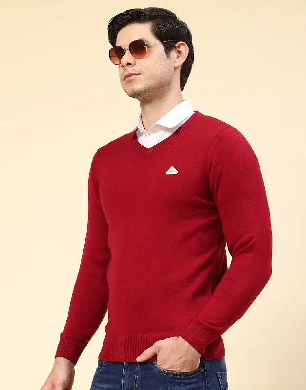 – Shop trendy clothing now.  Men Red Solid V Neck Full Sleeve Pullover