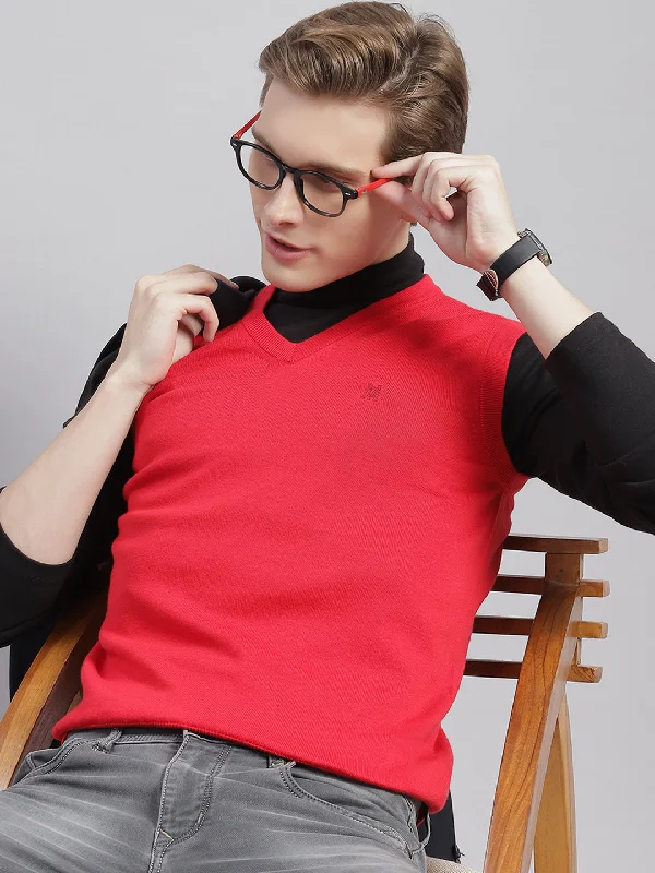 Flash sale: Save big on men's clothing this weekend! Men Red Solid V Neck Sleeveless Sweaters/Pullovers Flash sale: Save big on men's clothing this weekend! Men Red Solid V Neck Sleeveless Sweaters/Pullovers