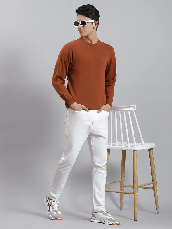 Exclusive online discounts – Shop clothing for every occasion! Men Rust Solid Round Neck Full Sleeve Sweaters/Pullovers Exclusive online discounts – Shop clothing for every occasion! Men Rust Solid Round Neck Full Sleeve Sweaters/Pullovers