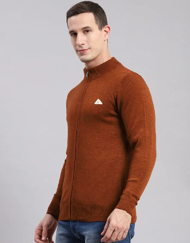 Limited-time sale: Save on all your favorite clothing items. Men Rust Solid Stand Collar Full Sleeve Pullover Limited-time sale: Save on all your favorite clothing items. Men Rust Solid Stand Collar Full Sleeve Pullover