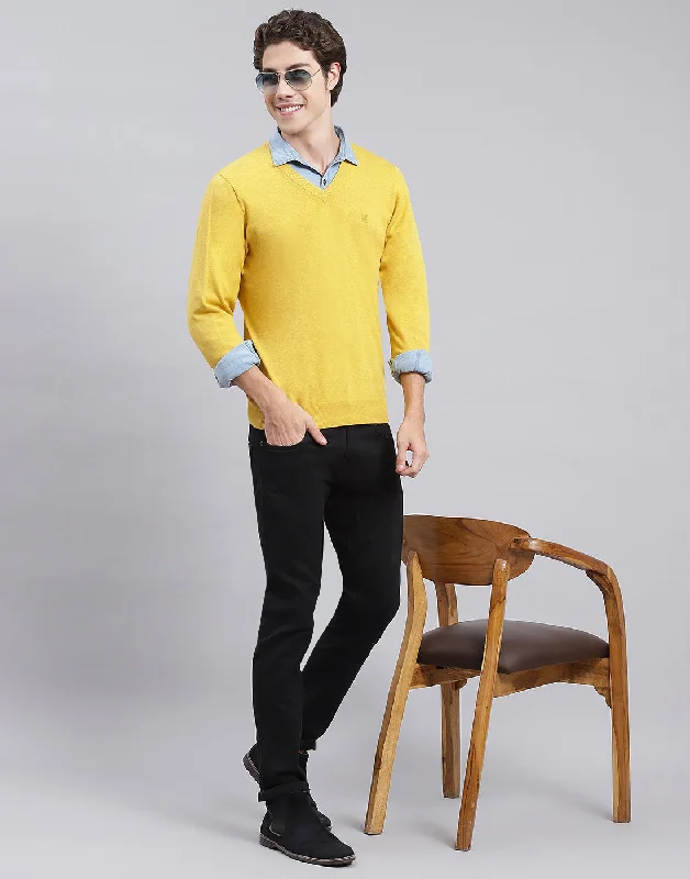 Flash sale on trendy clothing – Limited time offers available online. Men Yellow Solid V Neck Full Sleeve Pullover Flash sale on trendy clothing – Limited time offers available online. Men Yellow Solid V Neck Full Sleeve Pullover