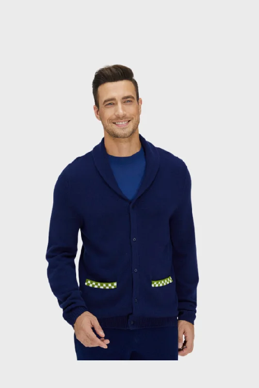 Limited-time sale: Save on all your favorite clothing items. Navy Blue and Green Merino Cardigan Limited-time sale: Save on all your favorite clothing items. Navy Blue and Green Merino Cardigan