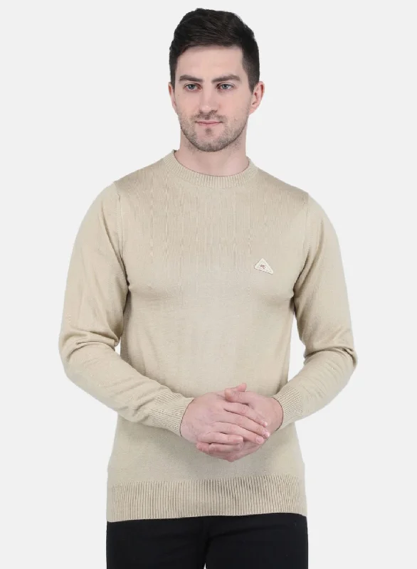 Flash sale: Save big on men's clothing this weekend!  Men Beige Solid Pullover