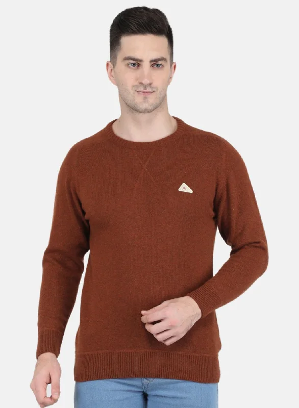 Last chance! Men’s clothing at unbeatable prices.  Men Brown Solid Pullover