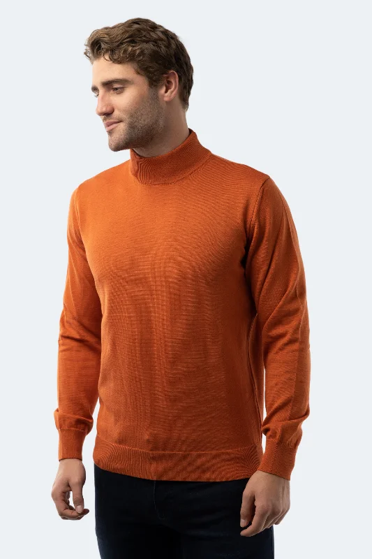 Men’s fashion just got more affordable – shop now!  Orange Mockneck Sweater