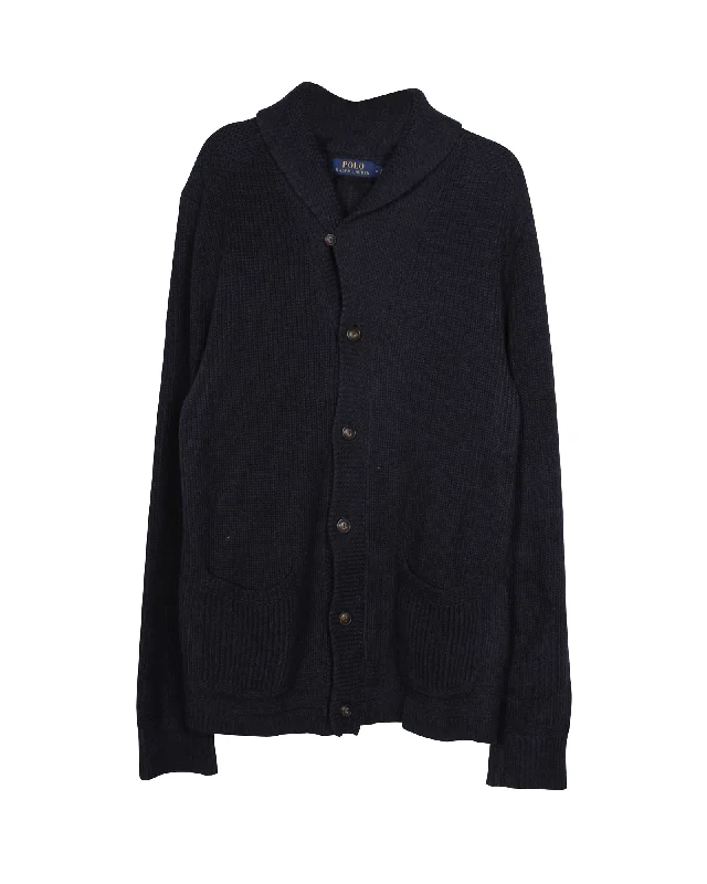 Shop men’s clothing for all seasons – Save big today! Polo Ralph Lauren Long-sleeve Shawl Collar Rib-Knit Cardigan in Navy Blue Cotton Shop men’s clothing for all seasons – Save big today! Polo Ralph Lauren Long-sleeve Shawl Collar Rib-Knit Cardigan in Navy Blue Cotton