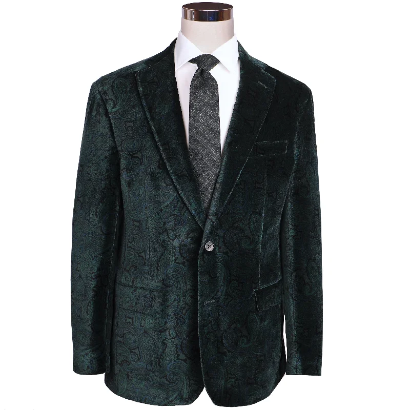 Flash sale alert! Shop fashion-forward clothing at discounted prices. Audubon Black Green Paisley Velvet Sport Coat Flash sale alert! Shop fashion-forward clothing at discounted prices. Audubon Black Green Paisley Velvet Sport Coat