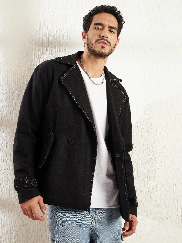 Shop men’s  clothing for all seasons – Save big today!  Black Contrast Stitch Blazer