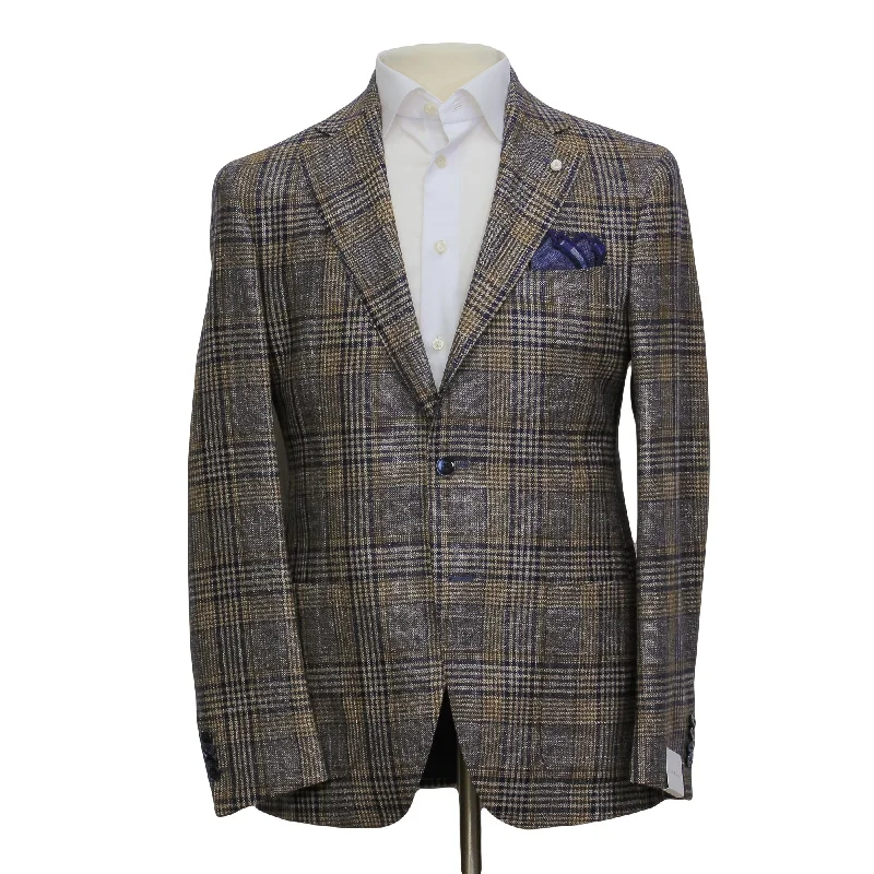 Huge savings on popular clothing styles – Brown & Navy Prince-of-Wales Wool/Silk/Cashmere Contemporary Fit Jacket - Luigi Bianchi Huge savings on popular clothing styles – Brown & Navy Prince-of-Wales Wool/Silk/Cashmere Contemporary Fit Jacket - Luigi Bianchi