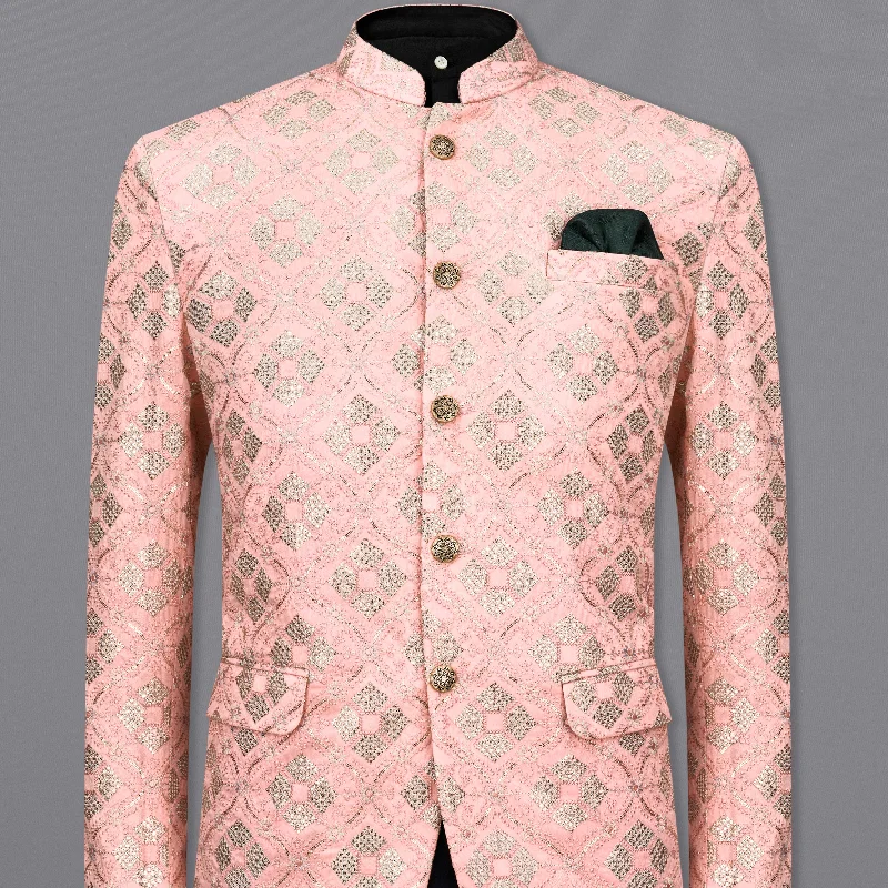 Flash discounts on men’s clothing – Don’t miss out! Deep Peach with Cadet Gray Embroidered Bandhgala Blazer Flash discounts on men’s clothing – Don’t miss out! Deep Peach with Cadet Gray Embroidered Bandhgala Blazer