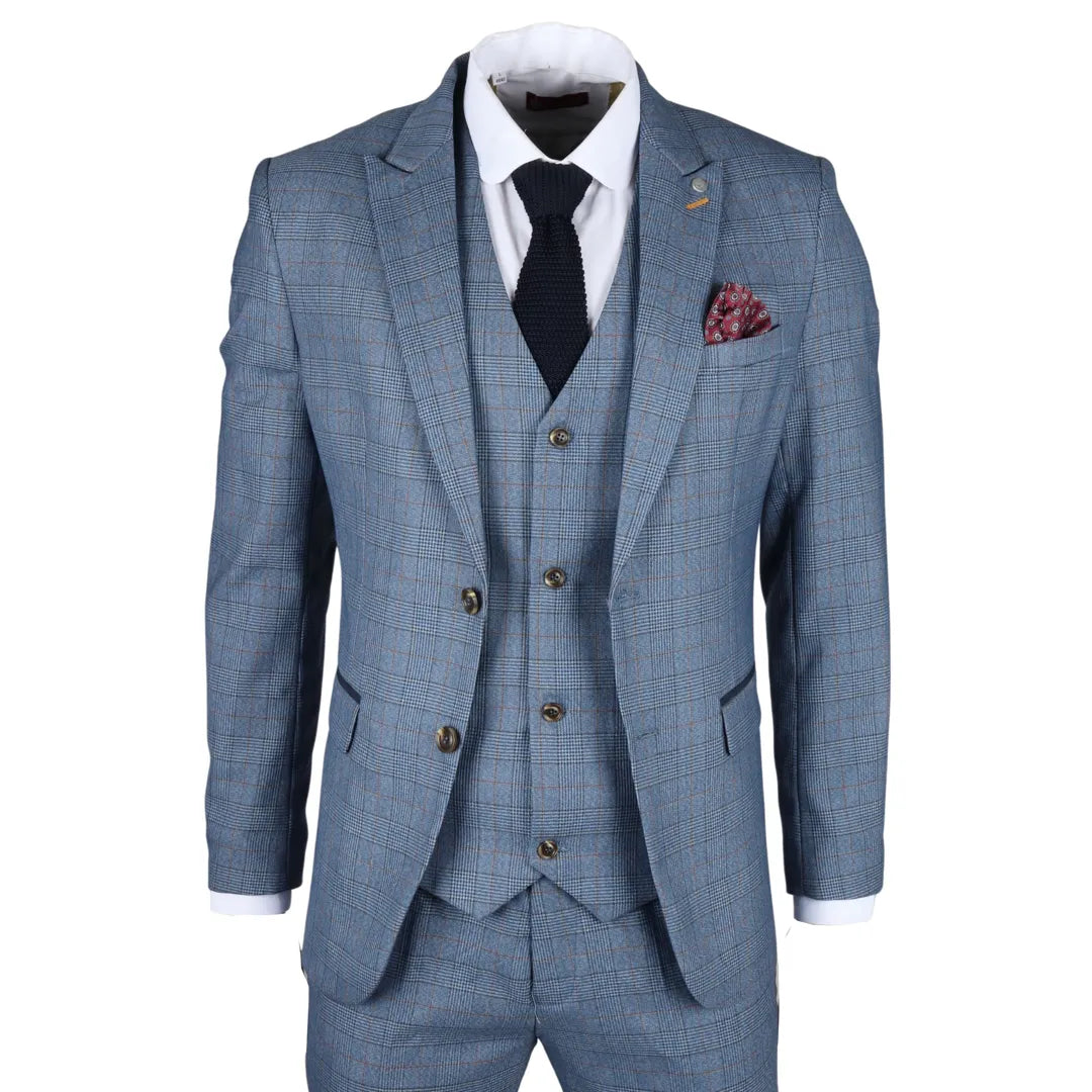 New season, new deals – shop men's clothing now!  Earl - Men's Blue Checked Blazer