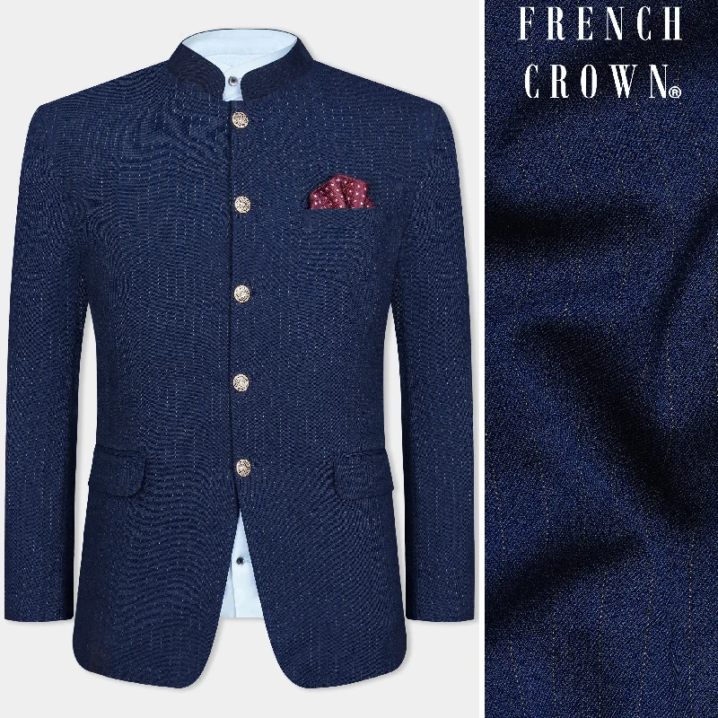 Exclusive offers on men’s wardrobe essentials – save more now! Ebony Clay Blue Striped Wool Rich Bandhgala Blazer Exclusive offers on men’s wardrobe essentials – save more now! Ebony Clay Blue Striped Wool Rich Bandhgala Blazer