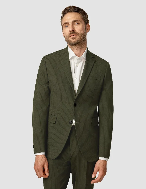 Enjoy exclusive discounts.  Essential Blazer Regular Moss Green Pinstripe
