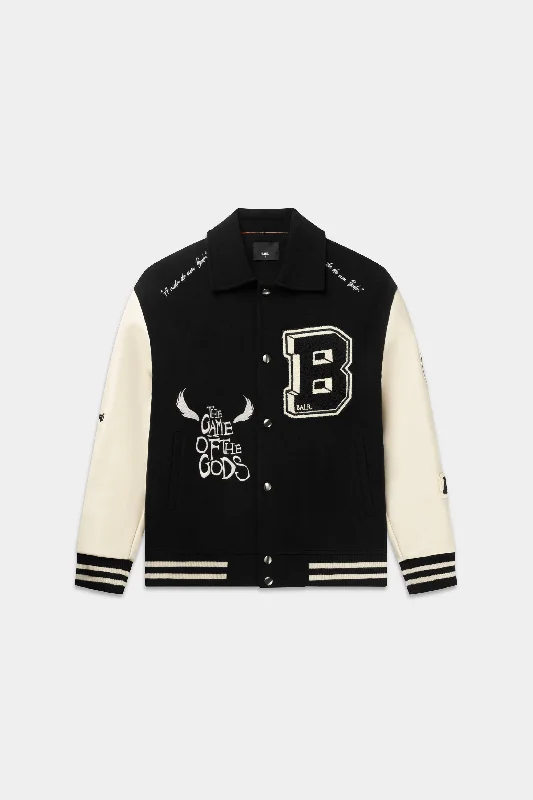 Limited-time promo – up to 70% off on men's essentials. Game of the Gods Graffiti Box Fit Varsity Jacket Jet Black Limited-time promo – up to 70% off on men's essentials. Game of the Gods Graffiti Box Fit Varsity Jacket Jet Black