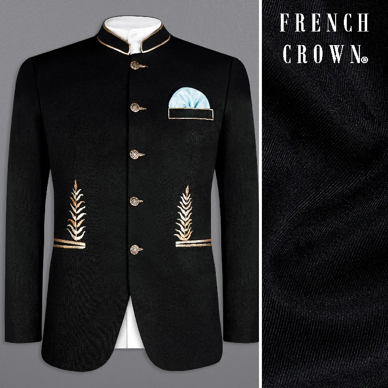 Massive markdowns on clothing items you love – Hurry before they’re gone!  Jade Black Leaves Hand Painted Bandhgala Designer Blazer