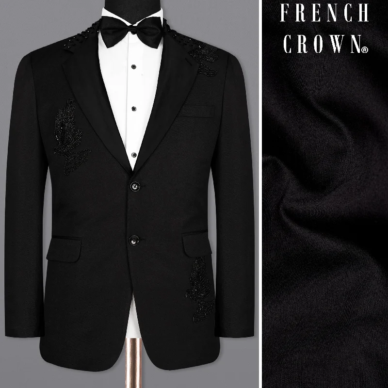 Shop trendy clothing for every season – Special promotion today. Jade Black Subtle Sheen Pigeon Patterned Wool Rich Tuxedo Blazer Shop trendy clothing for every season – Special promotion today. Jade Black Subtle Sheen Pigeon Patterned Wool Rich Tuxedo Blazer