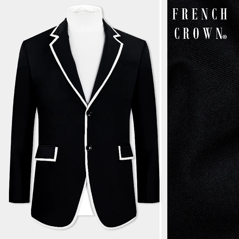 Huge deals on men’s clothing – Limited-time only! Jade Black Subtle Sheen with White Border Patterned Blazer Huge deals on men’s clothing – Limited-time only! Jade Black Subtle Sheen with White Border Patterned Blazer