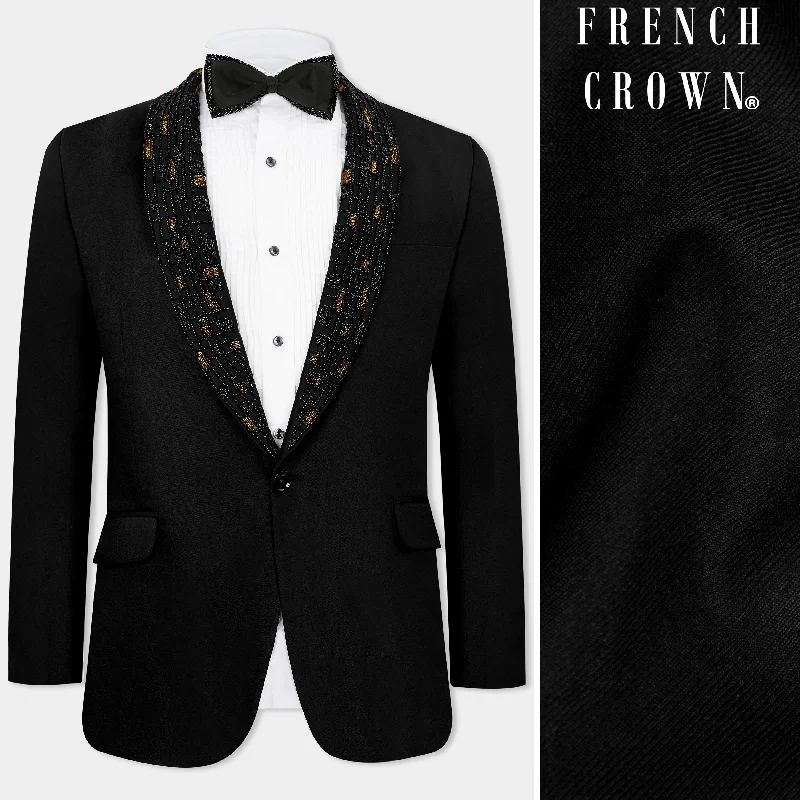 Shop the best in men’s fashion for less – limited-time sale! Jade Black Wool Rich Tuxedo Designer Blazer Shop the best in men’s fashion for less – limited-time sale! Jade Black Wool Rich Tuxedo Designer Blazer