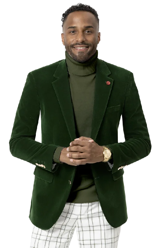 Limited-time offer!  Kent & Park J134 Velvet Slim Fit Blazer Green