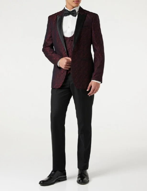  – Shop stylish items today!  LUCA - MAROON PRINTED DINNER TUX JACKET