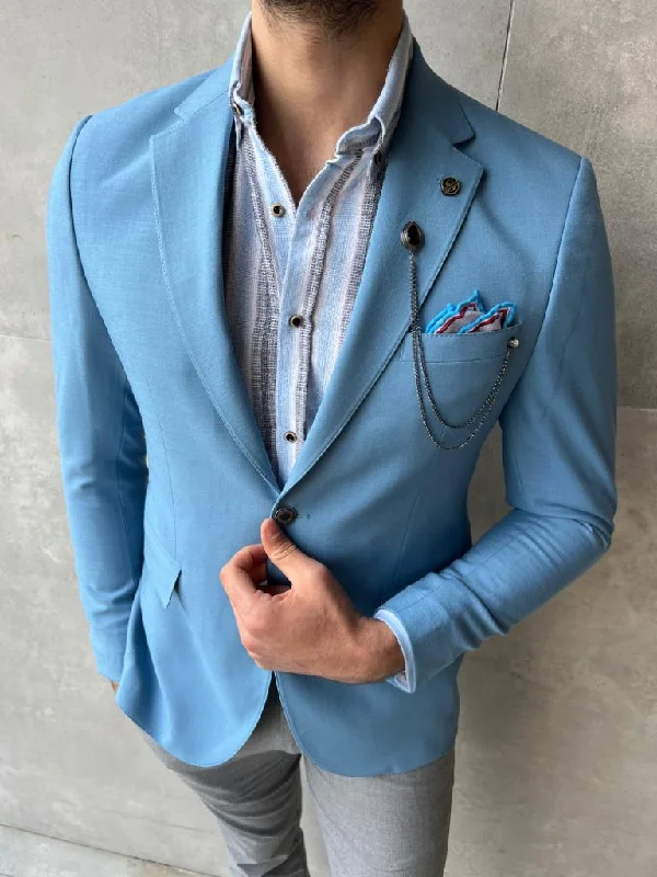 Big discounts on men’s wear – Shop now and save! Lyon Sky Blue Slim Fit Notch Lapel Linen Blazer Big discounts on men’s wear – Shop now and save! Lyon Sky Blue Slim Fit Notch Lapel Linen Blazer