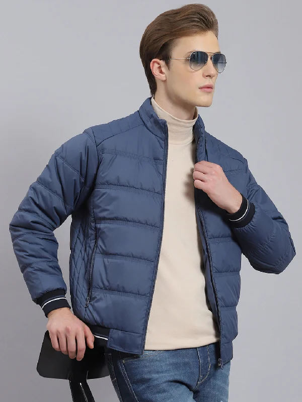 Take advantage of our men’s fashion sale – it’s your time to save!  Men Navy Blue Solid Stand Collar Full Sleeve Jacket