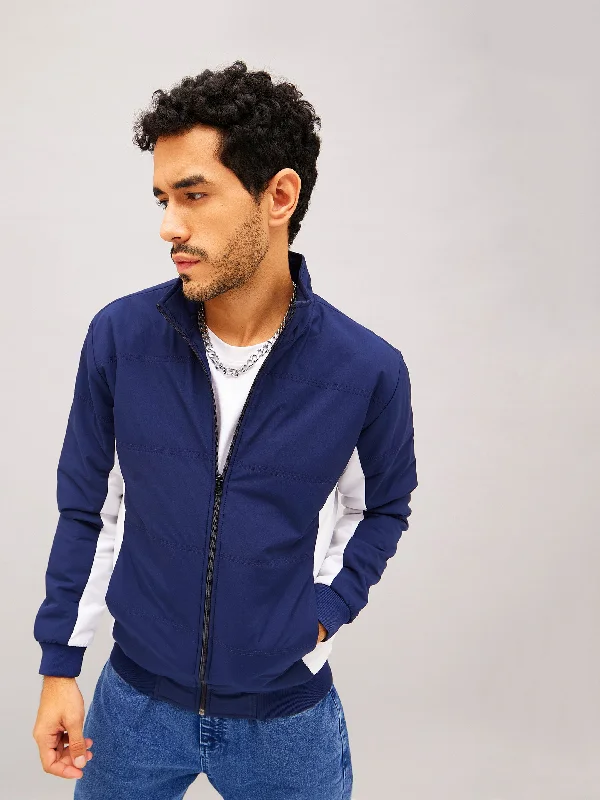 Clearance sale – shop men's clothing at discounted prices! Men Navy & White Color Block Biker Jacket Clearance sale – shop men's clothing at discounted prices! Men Navy & White Color Block Biker Jacket