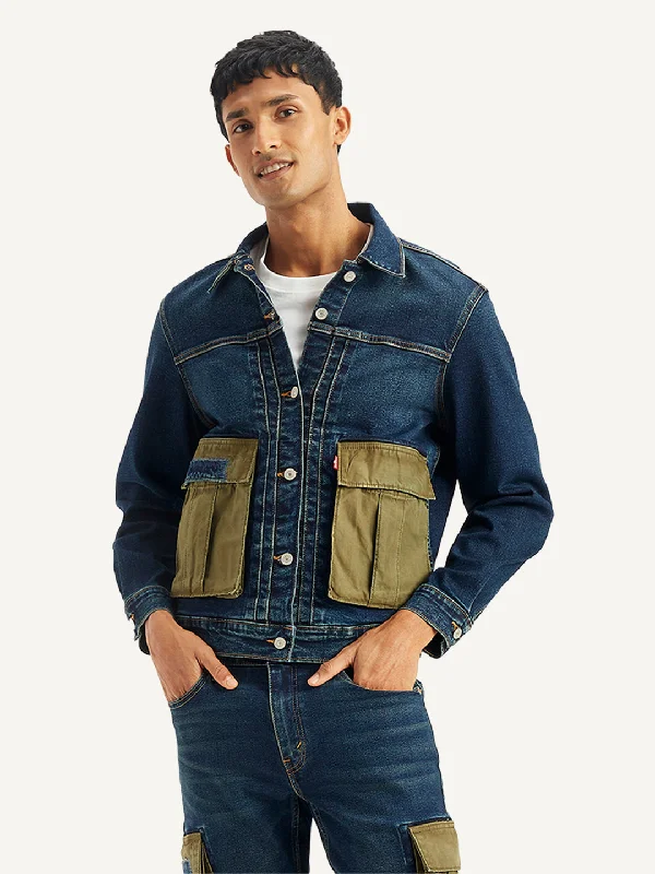 Shop the best clothing sales of the year! Men's Colorblock Navy Spread Collar Denim Jacket Shop the best clothing sales of the year! Men's Colorblock Navy Spread Collar Denim Jacket