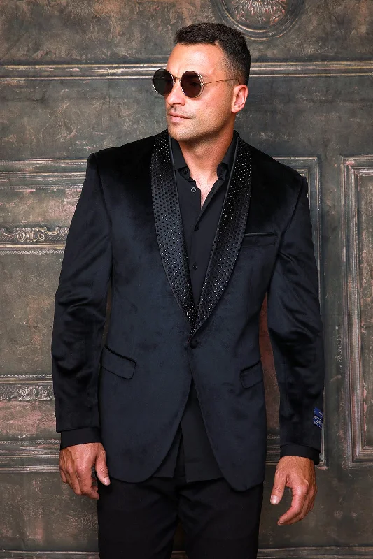 – Shop stylish items today! MZV-515 I MANZINI MODERN FIT VELEVET BLAZER WITH STONE I BLACK-BALCK – Shop stylish items today! MZV-515 I MANZINI MODERN FIT VELEVET BLAZER WITH STONE I BLACK-BALCK