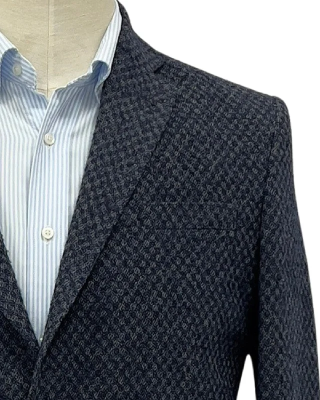Save more with bundle deals on men’s fashion items.  Navy Knit Look Birdseye Jacket