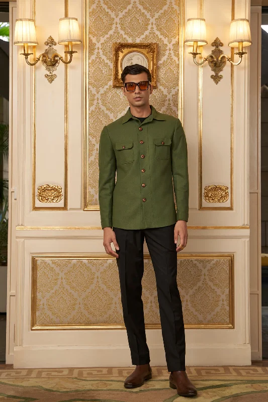 Exclusive offers on the latest clothing styles for men .  Olive Green Wool Jacket
