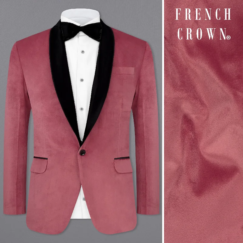 Seasonal sale  Rose Taupe Pink Velvet Tuxedo Designer Blazer